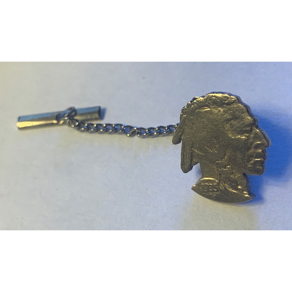 VINTAGE UNIQUE HANDMADE INDIAN HEAD NICKEL LAPEL PIN ANTIQUE ESTATE FIND
